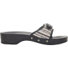 PESCURA HEEL (F) Raffia + Leather Black/White