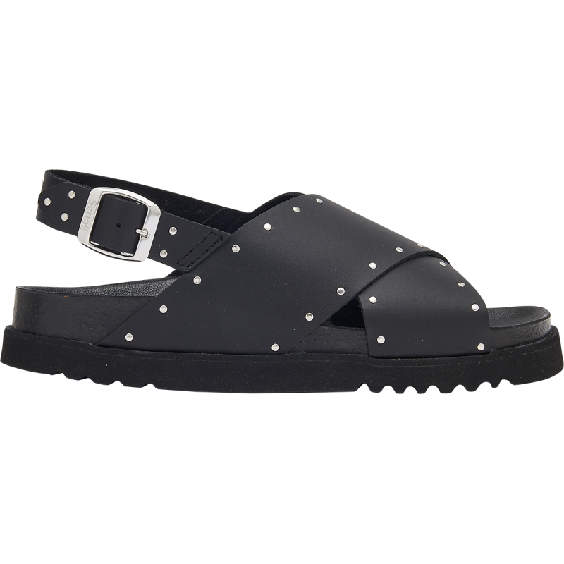 DALIA (F) Leather + Studs Black