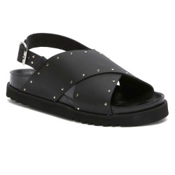 DALIA (F) Leather + Studs Black