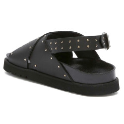 DALIA (F) Leather + Studs Black
