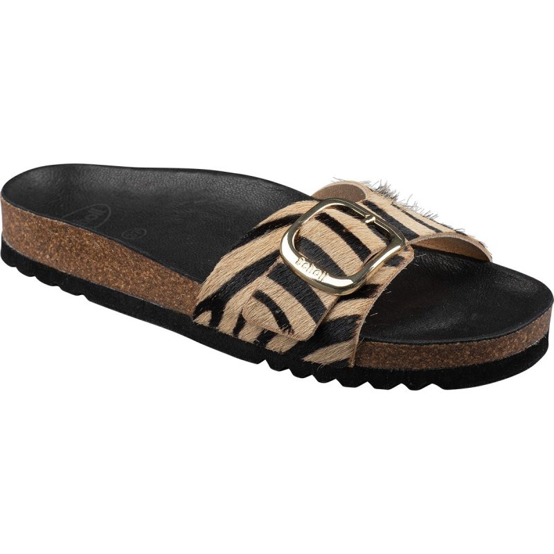 KATHLEEN (F) Printed Leather Zebra Beige/Black